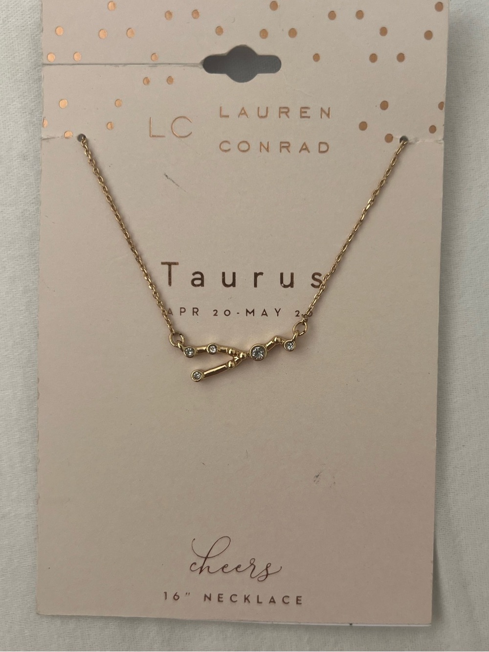 LC Lauren Conrad Gold Taurus Zodiac Necklace with Crystal Accents